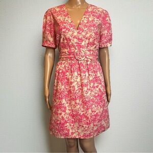 Lucy Paris Pink & Cream Cotton Belted Summer Spring Dress